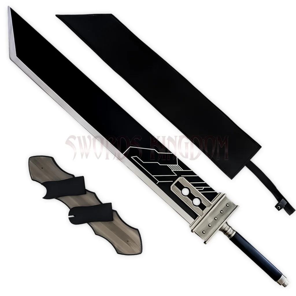 cloud-strife-giant-buster-sword-with-sheath Cloud Strife Giant Buster Sword Replica with black sheath and display mount