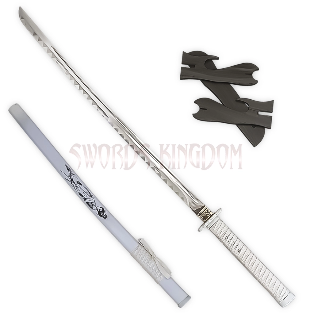 handmade-high-carbon-steel-samurai-sword-white-saya. Handmade High Carbon Steel Samurai Sword with White Saya