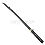 Close-up of black and white Samurai Katana handle and guard