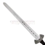 Viking Norse sword replica displayed with its matching decorative scabbard