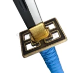 Close-Up of Black and Blue Katana Handle and Scabbard Details