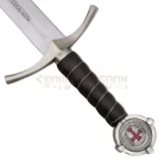 Full view of the Knight’s Oath Templar Sword Replica with its polished stainless steel finish.