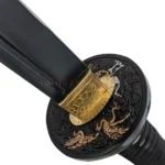 Black and white Japanese Katana replica with matching scabbard